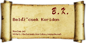 Belácsek Koridon névjegykártya